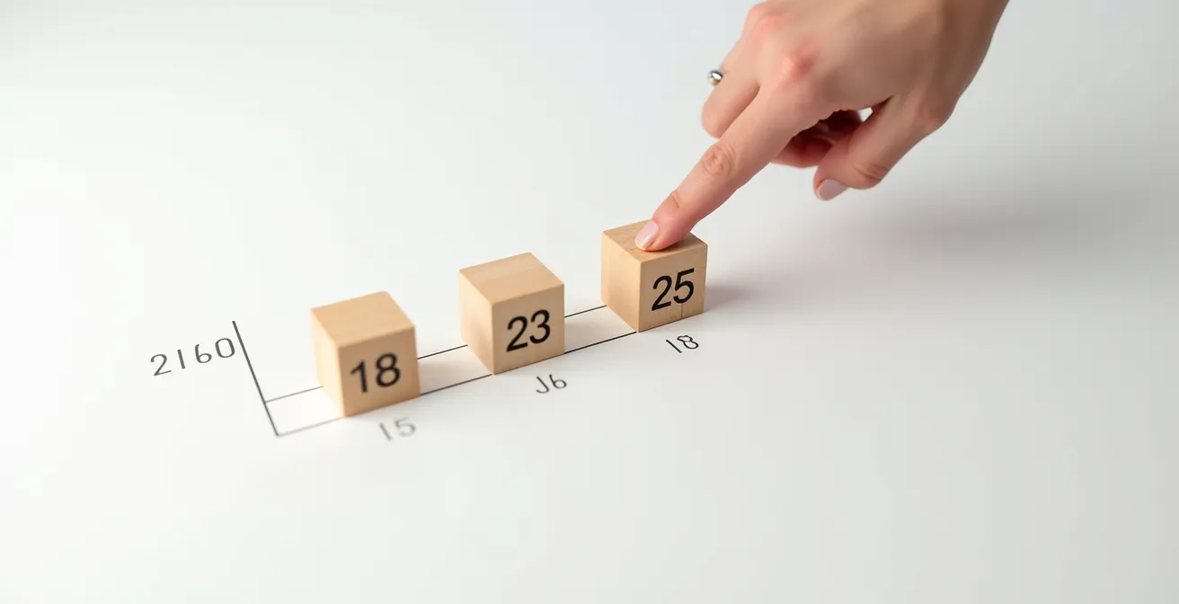 Zeitstrahl zeigt Altersgrenzen für Familienversicherung von Kindern in Deutschland bei 18, 23 und 25 Jahren.