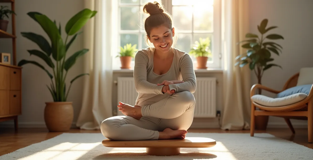 Balance Board aus Holz für bewegte Pausen im Homeoffice