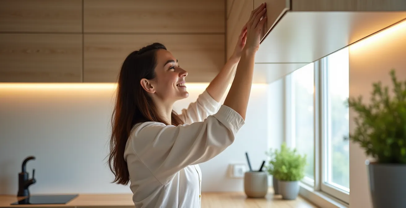 Deckenhohe Regale mit indirekter LED-Beleuchtung für optische Leichtigkeit