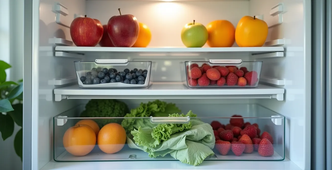 Getrennte Lagerung von Äpfeln und Beeren im Kühlschrank