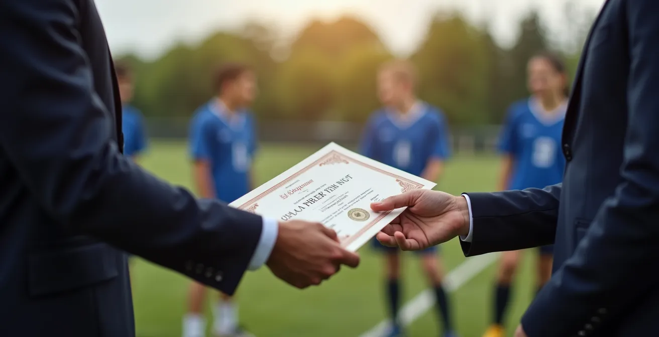 Jugendtrainer mit offizieller Qualifikation beim Training mit Kindern