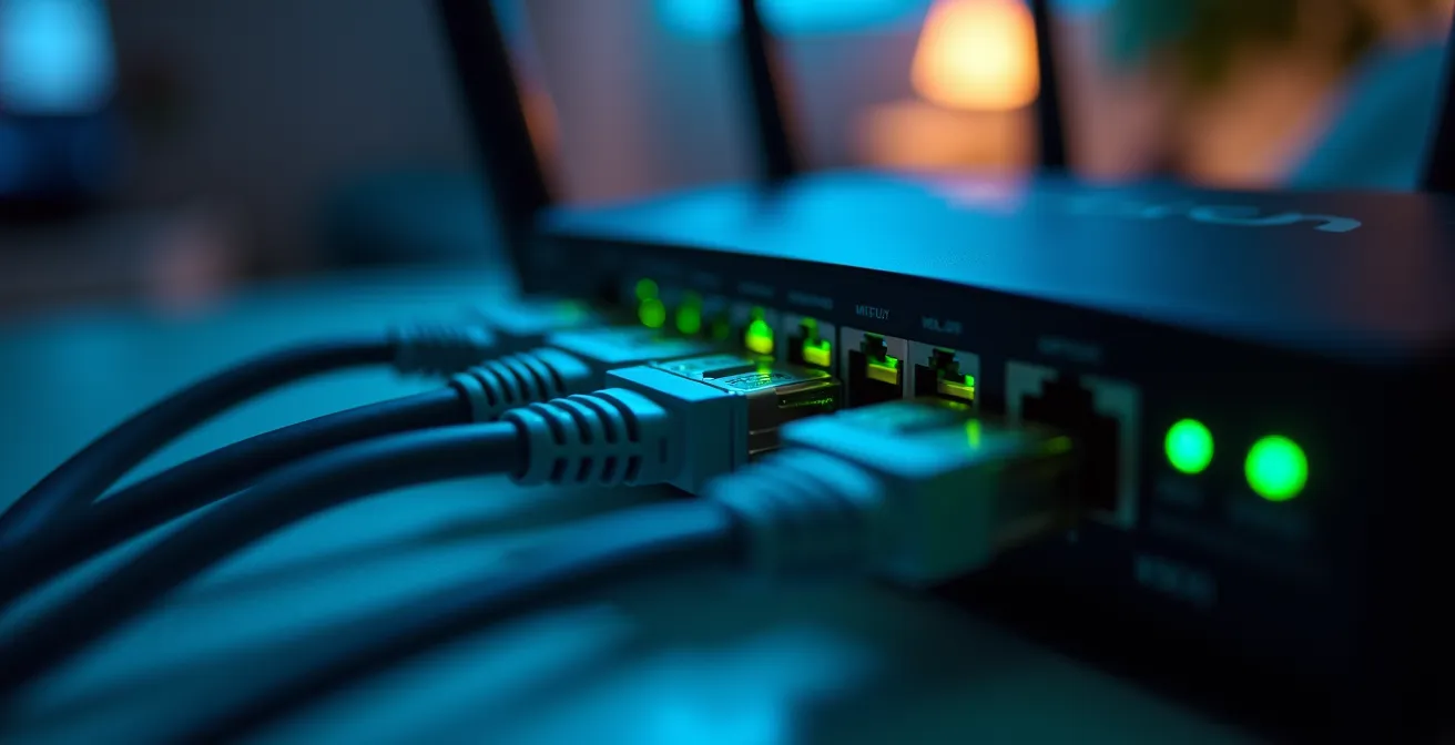 Visualisierung eines segmentierten Heimnetzwerks mit getrennten WLAN-Bereichen für Smart-Home-Geräte